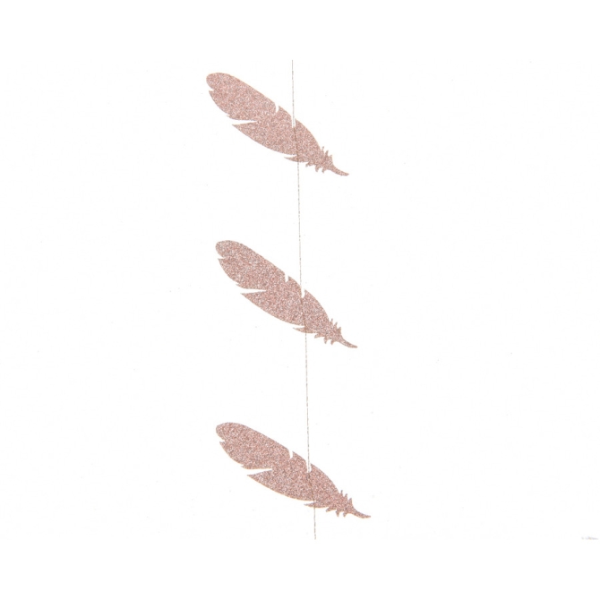 Guirnalda Plumas Rosas Glitter (150 cm) - Plástico 