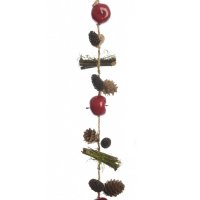 Naturaleza Guirnalda de Navidad Pinos, Manzanas y Fagots (95 cm)