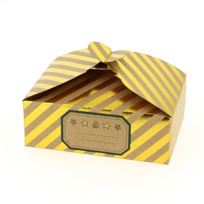 6 Cajas Regalo Rayas Oro / Crudo - Cartn 