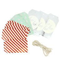 12 etiquetas de regalo a rayas con cordn