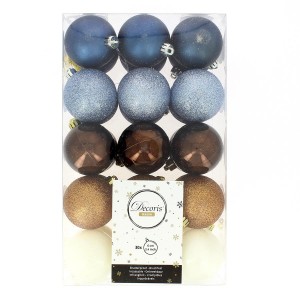 30 bolas Navidad Azul/Blanco/Plata/Marrn/Bronce (6 cm)