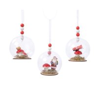 3 Bolas Navidad de Championes Burbujas (8 cm) - Cristal/Madera