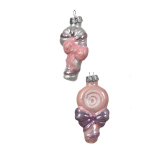 2 Porta Piruletas Rosa Perla/Parma (7 cm) - Cristal