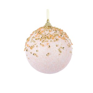 1 Bola Navidad Diamante Rosa y Strass Dorado (8 cm) - Musgo