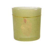 Portavelas de cristal Esmerilado y Pan de Oro - Verde Claro