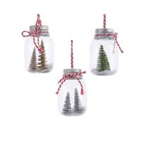 Decoracin para colgar Mini Bocal rbol Nevado (7 cm) - Cristal Abeto Plateado