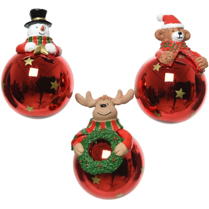 1 Bola Navidad Cristal Roja  7 cm 