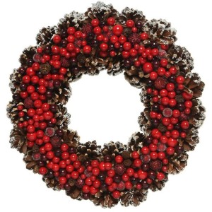 Corona de Nieve Frutos Rojos y Pia  30 cm