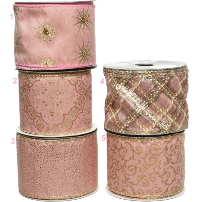 Cinta Rosa Polvo / Oro - Polister 