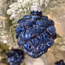 6 pi�as azul medianoche de 7 cm � Vidrio brillante / mate � Purpurina. n�2