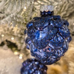 6 pi�as azul medianoche de 7 cm � Vidrio brillante / mate � Purpurina. n�3