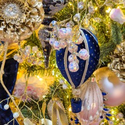 L�mpara colgante de terciopelo con forma de globo aerost�tico � Azul medianoche. n�1