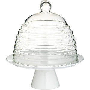 Plato para tarta bajo campana (porcelana y cristal)