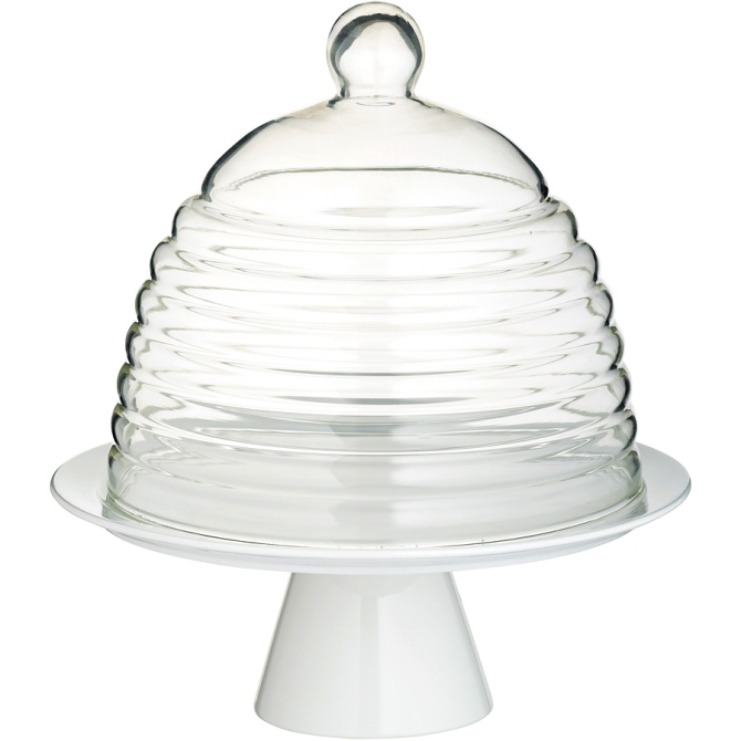 Plato para tarta bajo campana (porcelana y cristal) 