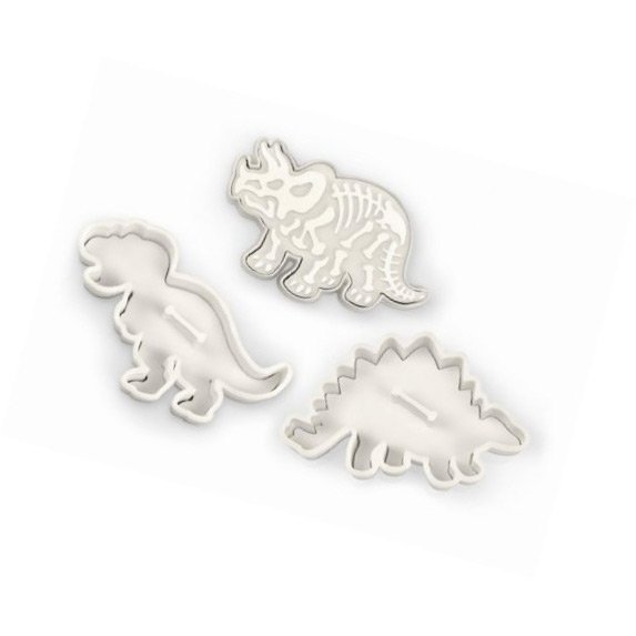 3 cortadores de galletas Dino con relieve (13 cm) 