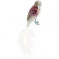 Clip Bird Parrot Blanco/Rosa/Plata (10 cm) - Cristal