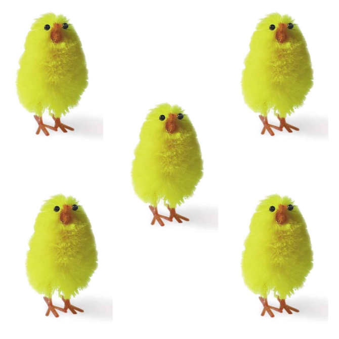 5 pollitos decorativos amarillos 