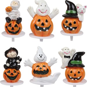 6 palillos de calabaza de Halloween 3D de plstico