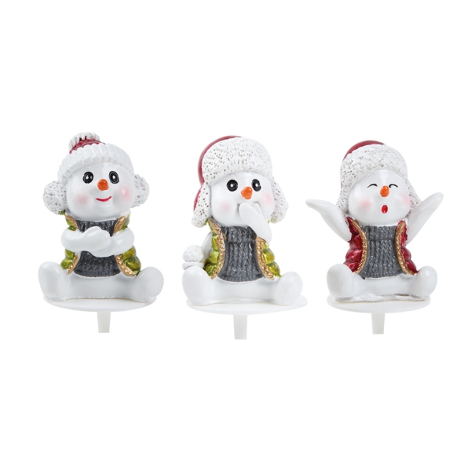 3 palillos de mueco de nieve (4 cm) - Plstico 