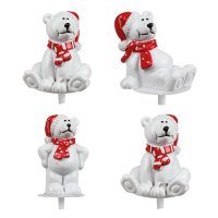 4 Picos Oso Polar con Gorro Rojo (4 cm) - Plástico