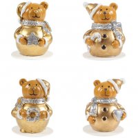 4 palillos oso de Navidad 3D doradas - Plstico