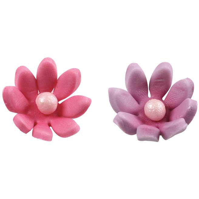 3 margaritas rosas / moradas 3D (2 cm) 