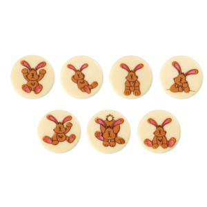 7 medallones de conejo (3 cm) - Chocolate blanco