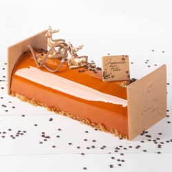 2 Extremos de tronco Reno en Relieve - Caramelo de Chocolate. n1