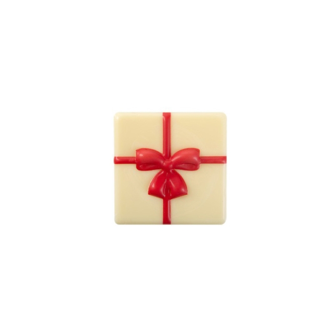 1 Plato de Regalo Lazo Rojo (4 cm) - Chocolate Blanco 
