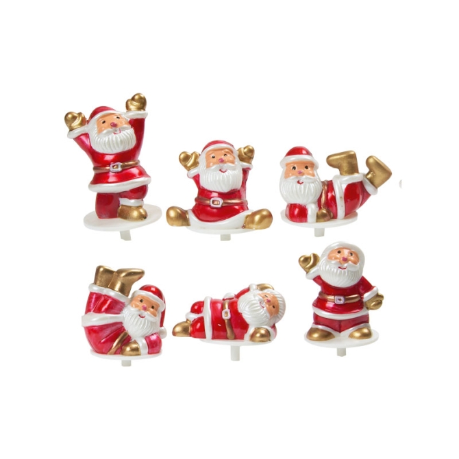 6 palillos de Pap Noel (4 cm) - Plstico 