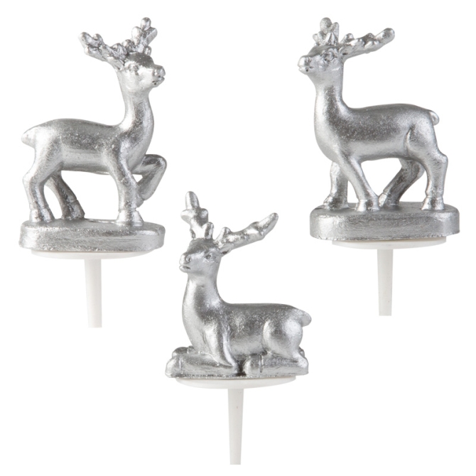 3 Picos de Reno Plateado (4 cm) - Plstico 