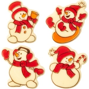 4 Muecos de Nieve (4 cm) - Chocolate Blanco