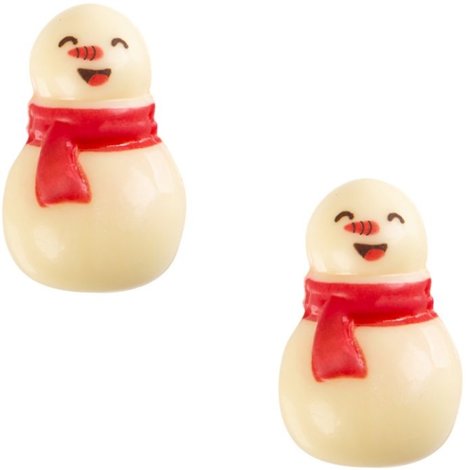 2 Muñecos de Nieve 3D (3, 5 cm) - Chocolate Blanco 