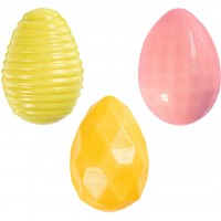3 Huevos Relieve 3D Colores (3,8 cm) - Chocolate Blanco