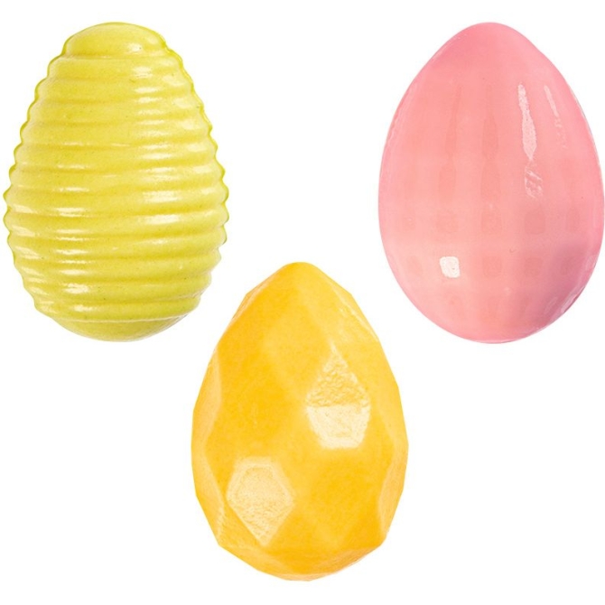 3 Huevos Relieve 3D Colores (3, 8 cm) - Chocolate Blanco 