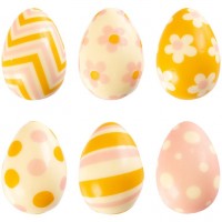 4 huevos 3D pequeos rosas/amarillos (3,8 cm) - Chocolate blanco