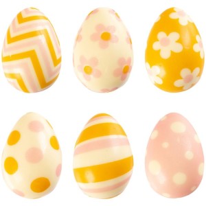 4 Huevos 3D Pequeos Rosa/Amarillo (3,8 cm) - Chocolate Blanco