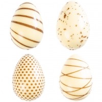 4 Huevos 3D Estampados Pequeos (3,8 cm) - Chocolate Blanco