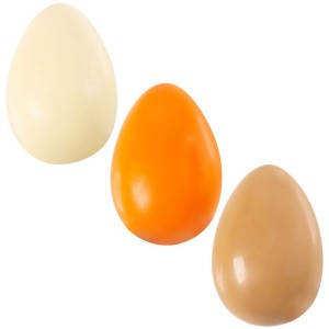 3 Huevos 3D Pequeos Blanco, Naranja, Camello (3,8 cm) - Chocolate Blanco