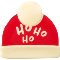 2 Puntas de Tronco de Gorro Navideo HO-HO-HO 8 cm - Chocolate Blanco