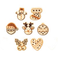 7 adornos navideños (3,5 cm) - Chocolate blanco