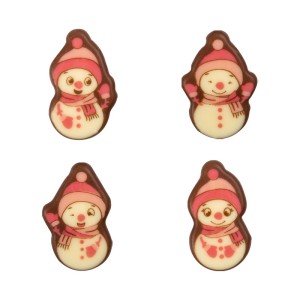 4 Muecos de Nieve Rosa (4 cm) - Chocolate Negro