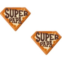 2 decoraciones Super Papa (4,5 cm) - Chocolate blanco