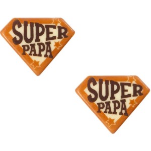 2 decoraciones Super Papa (4,5 cm) - Chocolate blanco