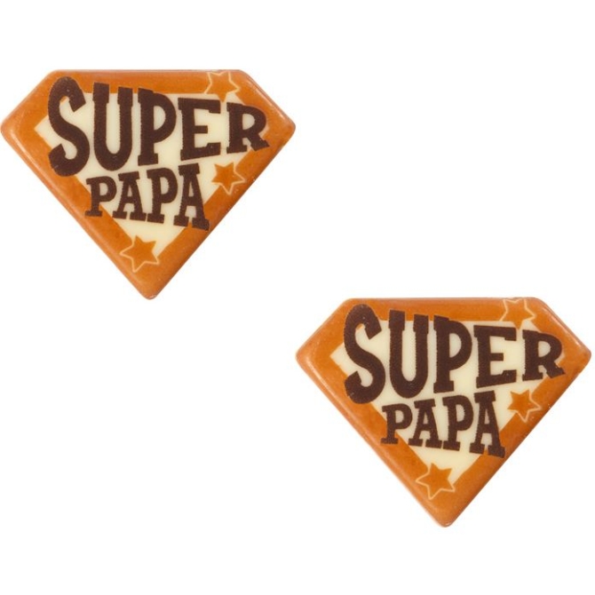 2 decoraciones Super Papa (4, 5 cm) - Chocolate blanco 