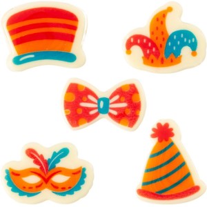 5 Decoraciones de Carnaval (3,5 cm) - Chocolate Blanco