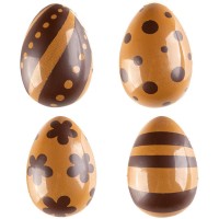 4 Huevos decorativos negros/dorados (3,8 cm) - Chocolate