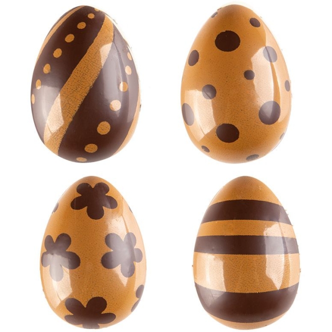 4 Huevos decorativos negros / dorados (3, 8 cm) - Chocolate 