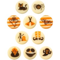 10 Mini Disques Halloween Ø 2 cm - Chocolat Blanc