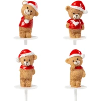 2 Pas de Oso Navideo con Gorro - Resina